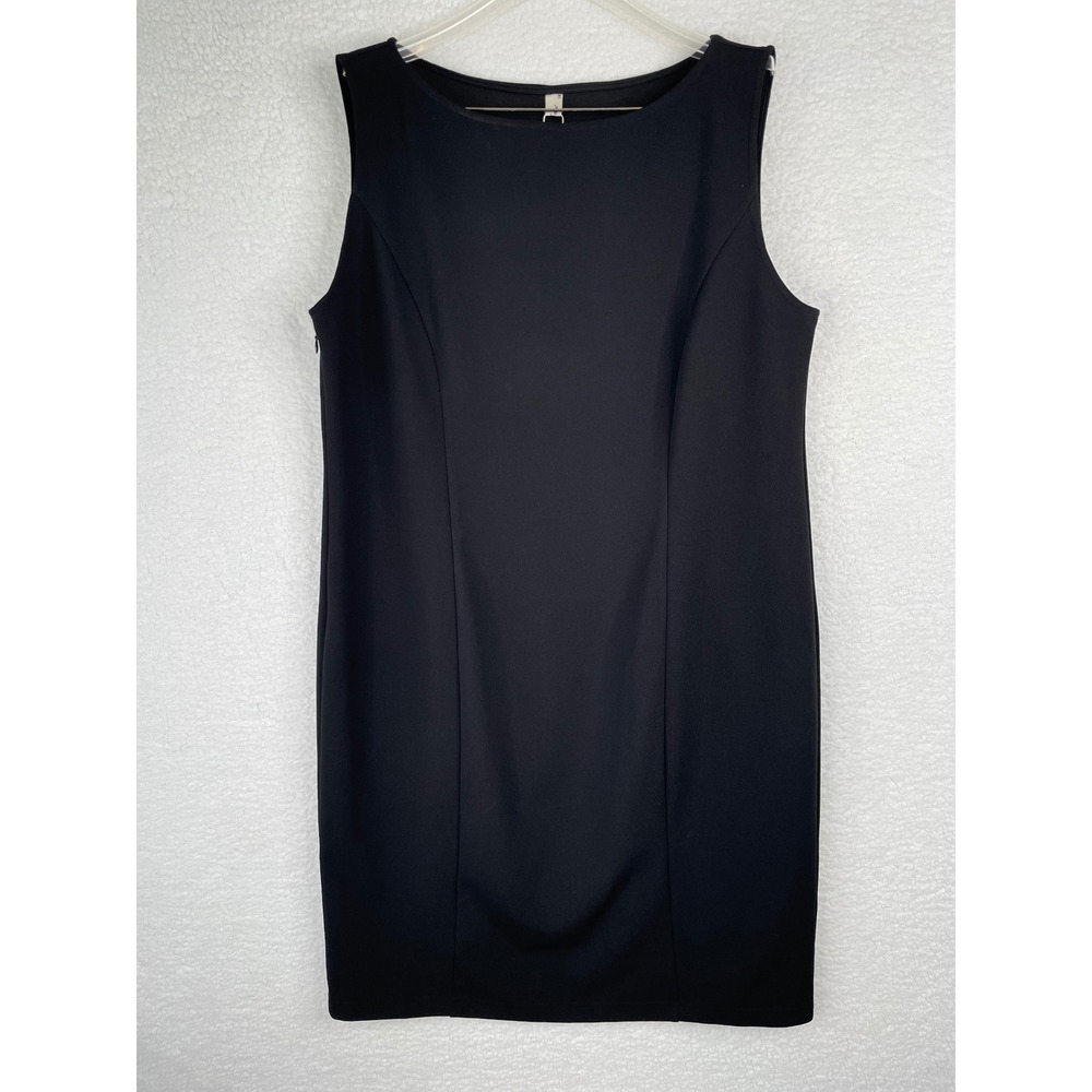 Agnes Orinda Black Sleeveless Boat Neck Sheath Dress Plus Size 1X New With Tags